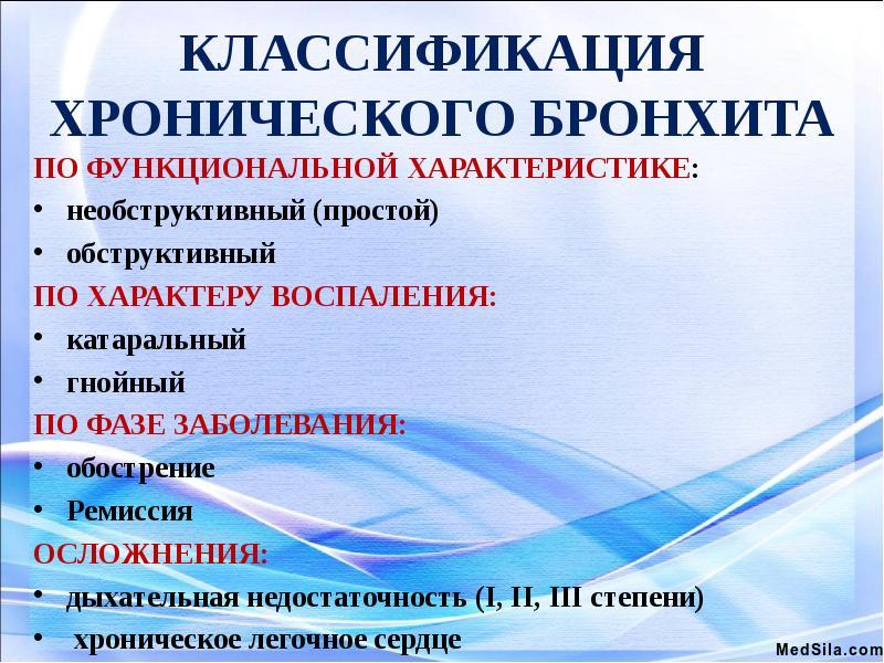 Классификация хронического бронхита